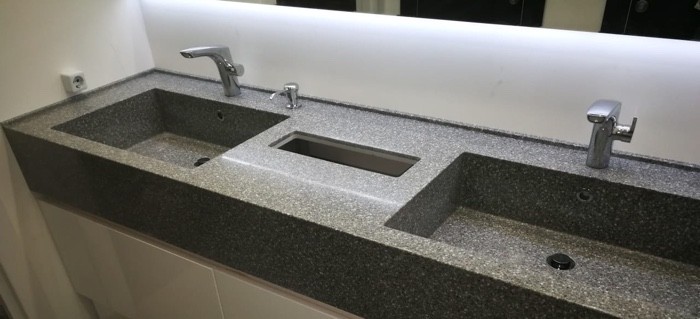 2 интегрированные мойки для санузла из искусственного камня Staron PG810 (Южная Корея)