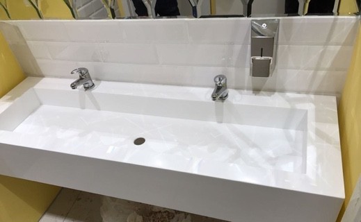 Столешница для санузла с интегрированной раковиной из искусственного камня Tristone A104 (Южная Корея)